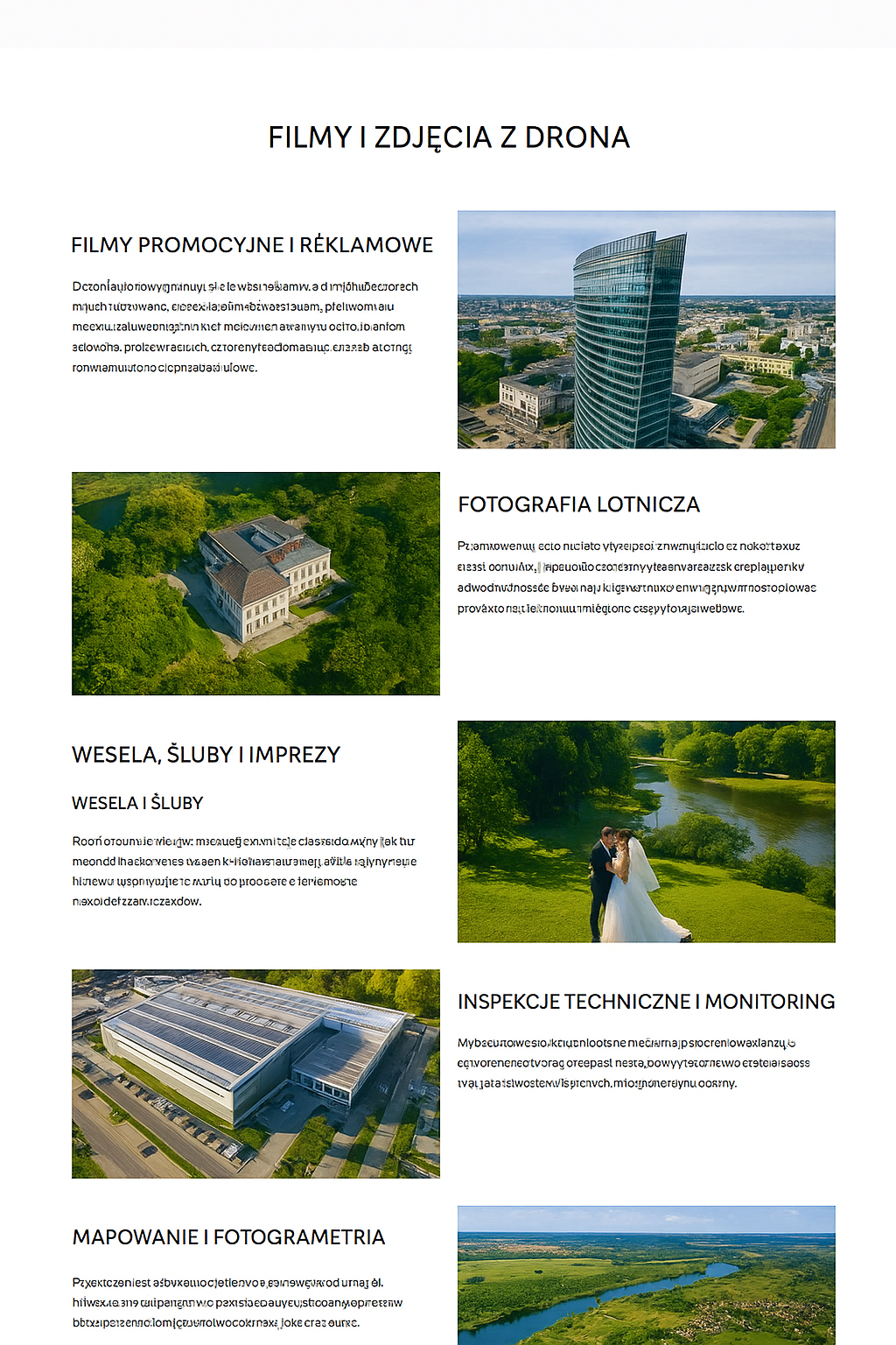Przykładowe Ceny aby użyć naszego drona w Warszawie i poza, obsługujemy całe Woj.Mazowieckie. Zamów już nas dziś najtaniej na rynku.