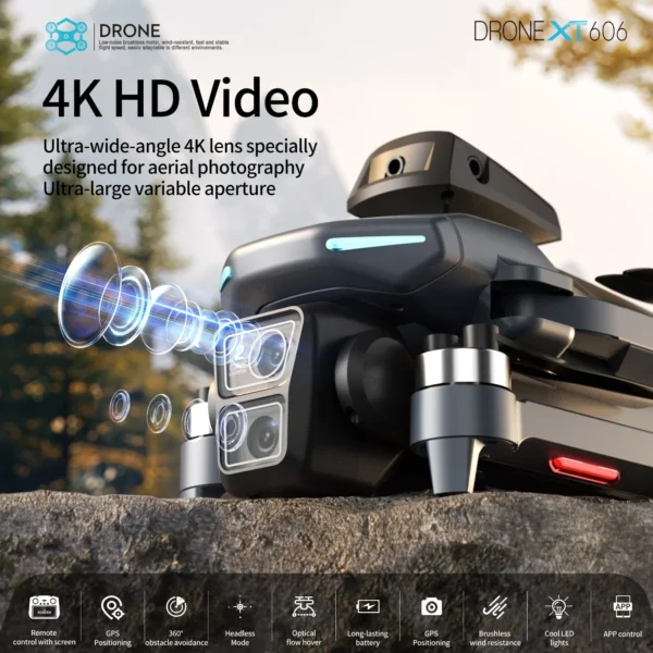 Xiaomi XT606 MAX Dron GPS 4k Profesjonalny Kamera 8K HD FPV Ekran Dotykowy Dron 360 ° Zabawki drony z funkcją unikania przeszkód - AliExpress - obrazek 2