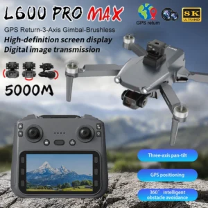 Nowy profesjonalny dron L600 Pro Max z kamerą 8K i 3-osiowym gimbalem WIFI 360 ° Ekran dotykowy FPV bezszczotkowy dron RC do unikania przeszkód - AliExpress