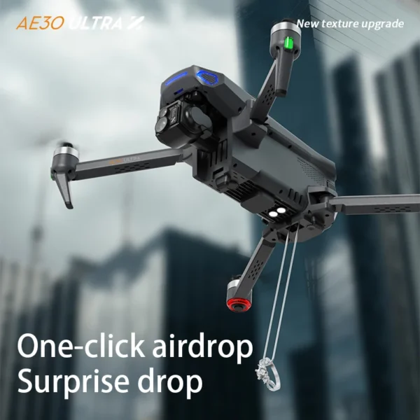 Dron GPS AE30 Ultra Profesional z kamerą 8K HD, 3-osiowym gimballem, bezszczotkowym silnikiem, funkcją unikania przeszkód, Airdrop i FPV do fotografii lotniczej i wędkowania. - AliExpress - obrazek 4