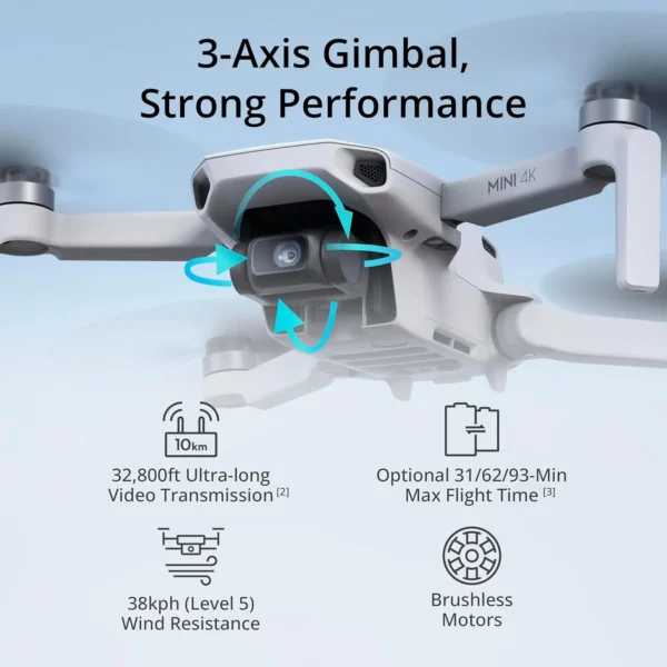 Kamera dronowa DJI Mini 4K 249g 3-osiowa stabilizacja gimbala Transmisja wideo 10 km Automatyczny powrót Odporność Długa bateria Oryginał - AliExpress - obrazek 3