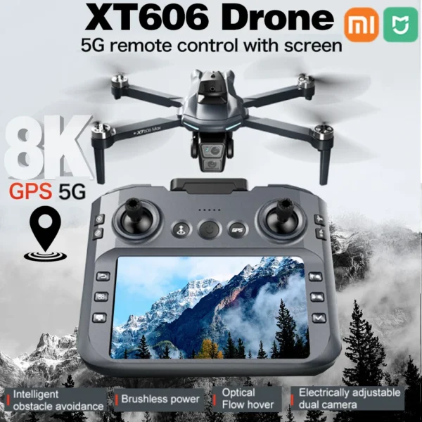 XIAOMI NOWY XT606 Dron GPS 8K HD Profesjonalny podwójny aparat 5G WIFI FPV Unikanie przeszkód Bezszczotkowy RC Quadcopter Dron zabawka MIJIA - AliExpress