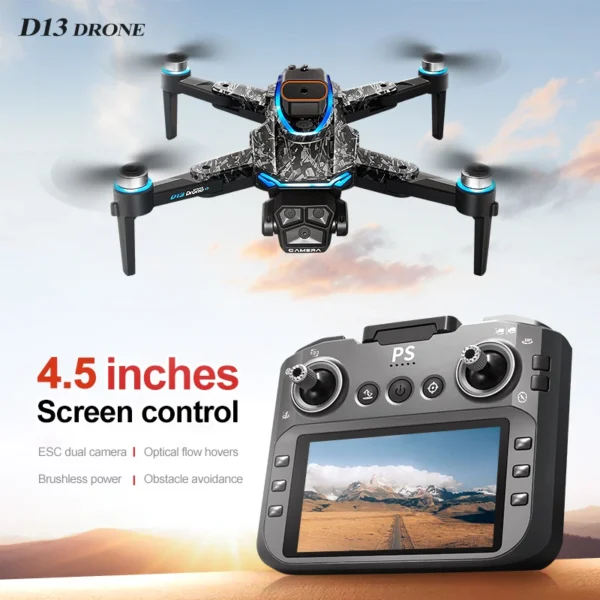 Nowy dron D13 4K Profesjonalna trzy kamery HD z dużym ekranem 5G WIFI FPV Dron Bezszczotkowy optyczny przepływ Hover Składany quadcopter - AliExpress - obrazek 2