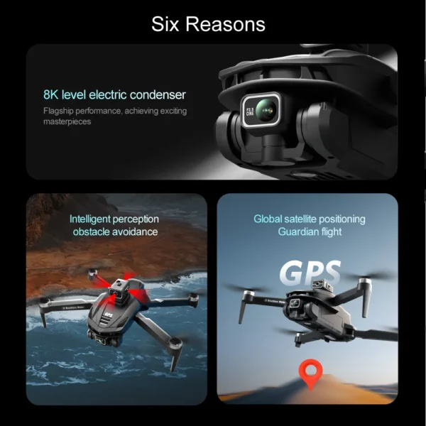 Nowy profesjonalny dron GPS V168 MAX 8K z funkcją unikania przeszkód, dużym ekranem, składanym pilotem i bezszczotkowymi silnikami. - AliExpress - obrazek 3
