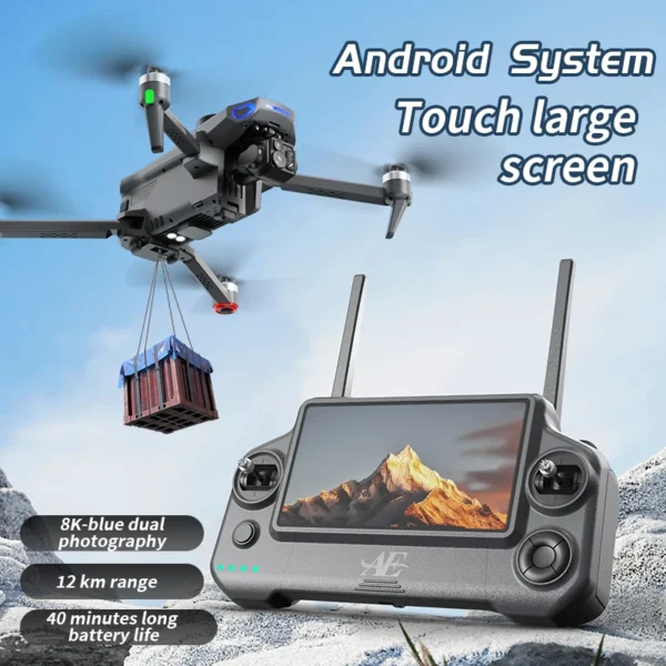 Dron GPS AE30 Ultra Profesional z kamerą 8K HD, 3-osiowym gimballem, bezszczotkowym silnikiem, funkcją unikania przeszkód, Airdrop i FPV do fotografii lotniczej i wędkowania. - AliExpress - obrazek 2