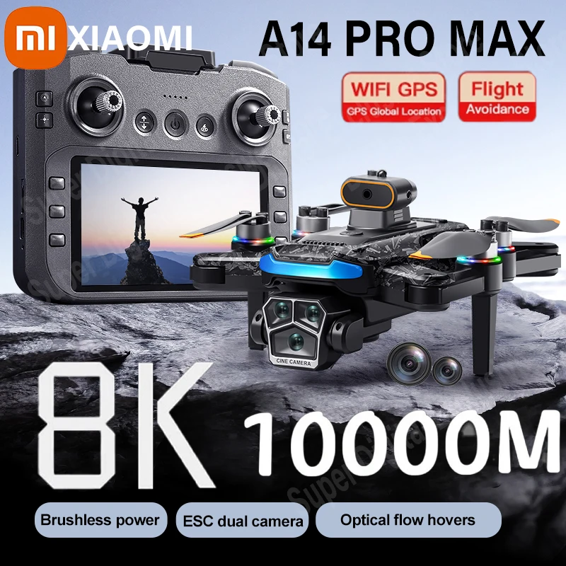 Xiaomi A14 Pro Max Drone Aerial 8K HD Dual-Camera 5G WIFI GPS Bezszczotkowy silnik optyczny Unikanie przeszkód RC Drone 10000M - AliExpress