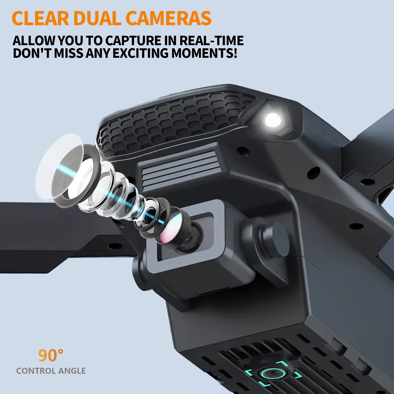 Zabawkowy dron dla młodzieży, pozycjonowanie optyczne E88, podwójne kamery, transmisja obrazu w czasie rzeczywistym, przenośny i łatwy w obsłudze, idealny dla początkujących - obrazek 6