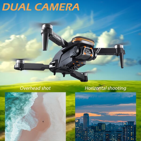 LU80 dron z podwójną kamerą, wersja optycznego przepływu, ESC podwójna kamera, stabilizacja optyczna, inteligentne unikanie przeszkód, bezszczotkowa napędy, akrobacje jednym przyciskiem, tryb bezgłowy, sterowanie jednym przyciskiem – idealny dla początkujących, składany quadcopter, zdalnie sterowany dron, wyposażony w ładowaną baterię, dron podróżniczy, prezent na święta i urodziny - obrazek 6