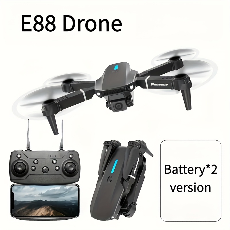 FACEGLE E88 Dron z Podwójnymi Kamerami, Start/Lądowanie Jednym Dotknięciem, Inteligentne Unoszenie się w Powietrzu, Wi-Fi FPV Quadcopter, Długi Czas Lotu, Ładowanie USB, Przyjazny dla Początkujących Dron z Instrukcją, do Fotografii Lotniczej i Vlogowania, Idealne na Prezenty Urodzinowe/Świąteczne (Czarny) - Doskonały dla Młodzieży i Dorosłych, Latający na Zewnątrz, Elegancki Design, Wytrzymała Konstrukcja, Technologii, Mini Dron - obrazek 5