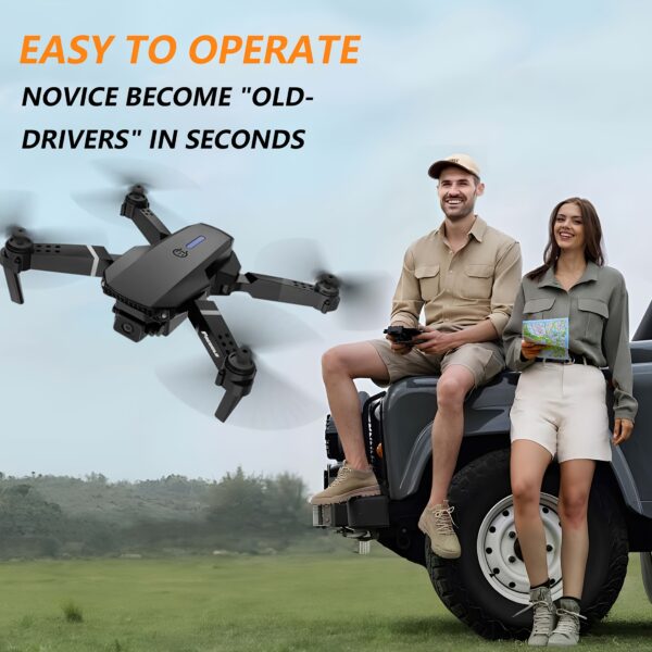 FACEGLE E88 Dron z Podwójną Kamerą i Startem Jednym Przyciskiem, Sterowanie przez Aplikację Wi-Fi, Wideo 480P HD, Czas Lotu 5 Minut, Wysokość 50m, Prędkość 4m/s, Masa Startu 92g, Zasięg Kontroli 50m, Ładowanie przez USB, Idealny dla Początkujących i na Kemping, Dron dla Początkujących, Dron do Campingu, Elegancki Design, Wytrzymała Konstrukcja, Mini Dron - obrazek 6