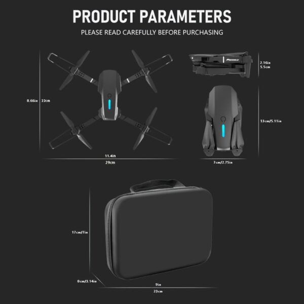 Drone z Podwójną Kamerą E88 z Optycznym Pozycjonowaniem Przepływu, Inteligentne Unoszenie się w Powietrzu, Wideo 480P HD, Ładowanie przez USB, Zasięg 50m i Prędkość 4m/s, Lekki 92g, Szary - Dron do Fotografii Lotniczej na Zewnątrz/Wewnątrz, Idealny Prezent dla Mężczyzn, Gadżet Technologiczny | Dron z Podwójną Kamerą | Wysokiej Jakości Obrazy - obrazek 2