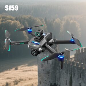 YLRC S159 Dron z 720P Podwójnymi Kamerami, GPS, Optyczny Przepływ, Silnik Bezszczotkowy, Inteligentne Unikanie Przeszkód, FPV Kamery z Pilotem na Ekranie, Długi Czas Lotu – dla Dorosłych/Profesjonalistów/Vlogowania – Czarny/Biały, Wytrzymały Quadcopter do Młodzieżowych Przygód
