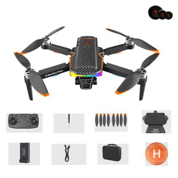 Drone F168 z podwójnymi kamerami, bezszczotkowymi silnikami, inteligentną ominięciem przeszkód 360°, pozycjonowaniem optycznego przepływu, stabilizacją zawisu, trybem bezgłowym, jednopunktowym startem/lądowaniem, składaną kontrolą zdalną, idealny prezent na urodziny dla początkujących i nastolatków - obrazek 3