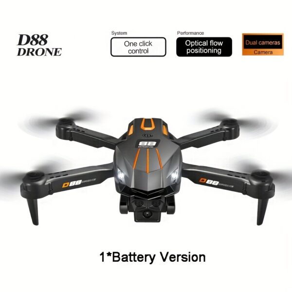 Nowy D88 Lekki Drone z Podwójną Kamerą, Wygląd w Stylu Samochodów Sportowych, Pozycjonowanie Przepływem Optycznym, Tryb Bezgłowy, Jednoprzyciskowe Start i 360° Flip – Idealny dla Początkujących Nastolatków do Zabaw na Zewnątrz, Wygodne Urządzenie Rozrywkowe, Dron Długiego Zasięgu,Dron z Ekranem,Dron Długodystansowy,Dron wewnętrzny, Dron Rekreacyjny do Ogrodu,Praktyka Drona dla Początkujących,Dron z Jednym Klawiszem Startu,Dron z Optycznym Przepływem,Przyjazna Estetyka Drona, - obrazek 3