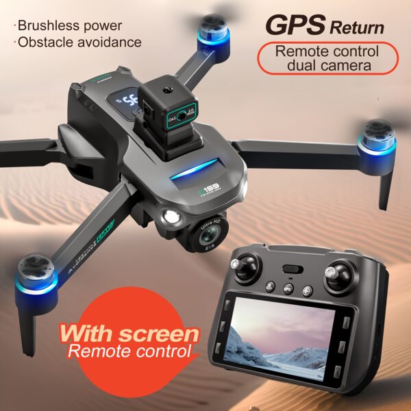 Drone S159 Smart GPS z Podwójnymi Kamerami HD, Optyczny Przepływ, Inteligentne Unikanie Przeszkód, Powrót/Obrot do Punktu Startu Jednym Przyciskiem, Fotografia Lotnicza, Transmisja WIFI w Czasie Rzeczywistym, Tryb Bezorientacyjny, Składany i Przenośny, Dron z Ekranem,Wysokiej Jakości Dron,Dron z pilotem zdalnego sterowania i ekranem,Dron Długodystansowy,Mini Dron,Mini Dron, Latanie Dronem,Kompaktowy Dron,Lekki Dron,Stabilny Lot,Trwała Konstrukcja,Hobbyści Fotografii, - obrazek 7