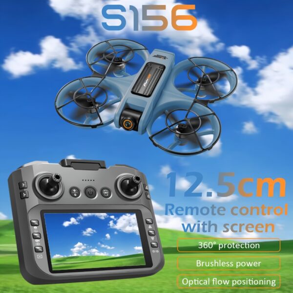 Nowy Dron z em S156, Dron z Podwójną Kamerą i ESC - Możliwość Fotografii z Powietrza, z em o Dużym Ekranie, Ochrona 360° - Bezpieczny i Antykolizyjny, Silnik Bezszczotkowy - Mocna Siła, Optyczne Pływające Zawieszanie - Stabilniejszy Lot, z LED Nocnymi Światłami, Przełączanie Prędkości, Tryb Bezgłowy, Prezent Urodzinowy, Prezent Świąteczny - obrazek 4