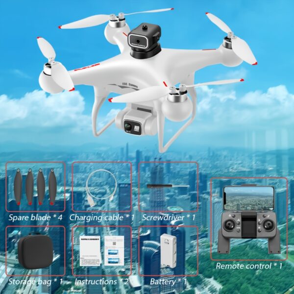 Drone S116 z Optycznym Przepływem, Podwójna Kamera ESC, Czterokierunkowe Unikanie Przeszkód - Bezpieczniejszy Lot, Silnik bezszczotkowy, Pozycjonowanie optyczne - Bardziej stabilny lot, Tryb bezgłowicowy, Prędkości zmienne można dowolnie przełączyć, Światła LED nocne, zdalnego sterowania, Jedno przyciskowe sterowanie, Bardzo odpowiedni dla początkujących, Dla dzieci i dorosłych, Idealny na podróże lub kemping, Prezent urodzinowy, Prezent świąteczny - obrazek 3