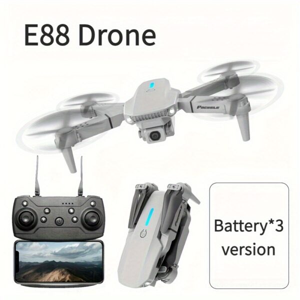 Drone z Podwójną Kamerą E88 z Optycznym Pozycjonowaniem Przepływu, Inteligentne Unoszenie się w Powietrzu, Wideo 480P HD, Ładowanie przez USB, Zasięg 50m i Prędkość 4m/s, Lekki 92g, Szary - Dron do Fotografii Lotniczej na Zewnątrz/Wewnątrz, Idealny Prezent dla Mężczyzn, Gadżet Technologiczny | Dron z Podwójną Kamerą | Wysokiej Jakości Obrazy - obrazek 5