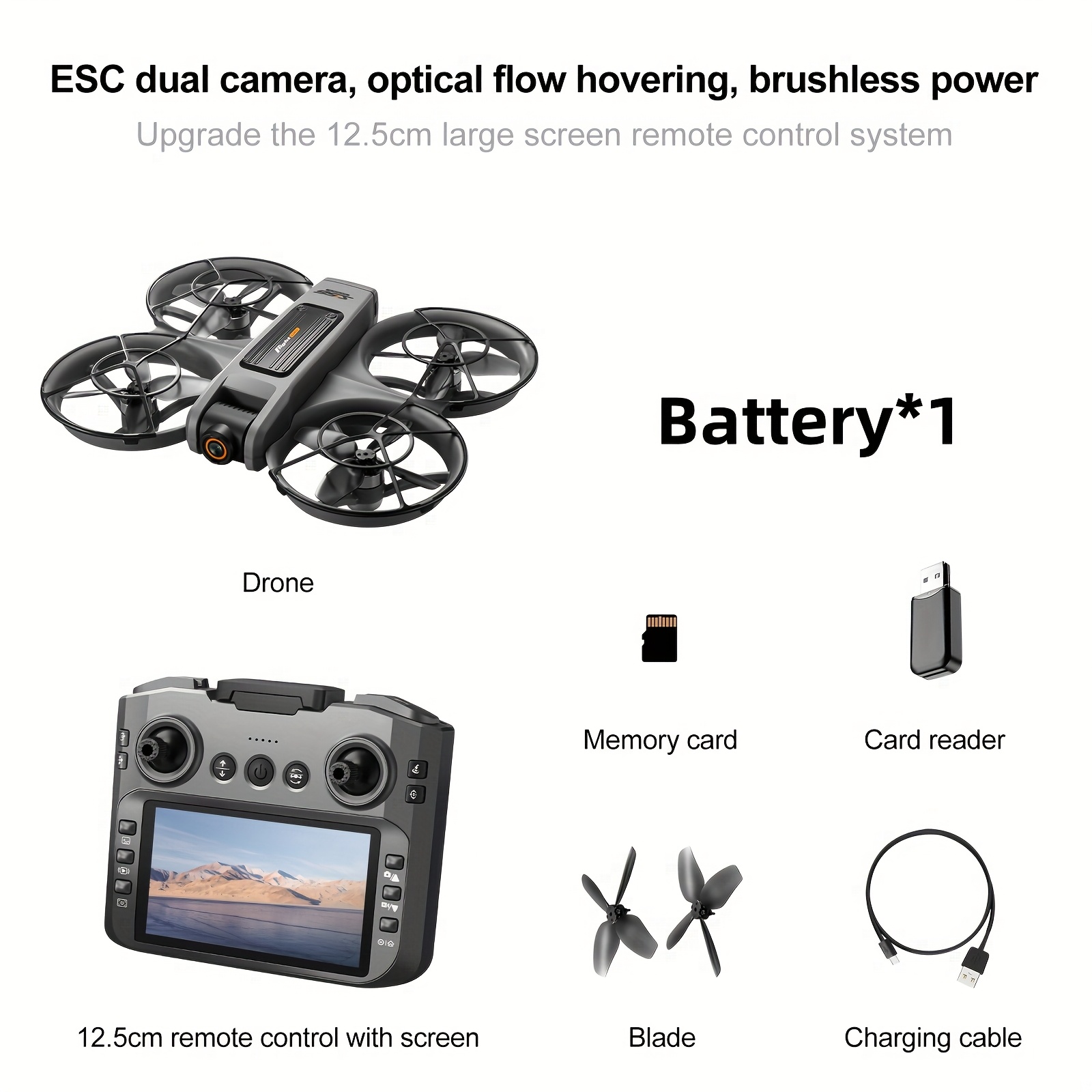 Nowy dron S156 z podwójną kamerą HD i ESC, fotografia lotnicza na zewnątrz w rozdzielczości 720P, bezszczotkowy silnik, zdalne sterowanie z ekranem o przekątnej 12,5 cm, unikanie przeszkód, obracanie 360°, jasne światła LED, składany zdalnego sterowania, prezenty świąteczne dla mężczyzn na Boże Narodzenie i Halloween - obrazek 3