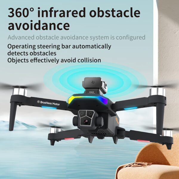 Drone F168 z podwójnymi kamerami, bezszczotkowymi silnikami, inteligentną ominięciem przeszkód 360°, pozycjonowaniem optycznego przepływu, stabilizacją zawisu, trybem bezgłowym, jednopunktowym startem/lądowaniem, składaną kontrolą zdalną, idealny prezent na urodziny dla początkujących i nastolatków - obrazek 6