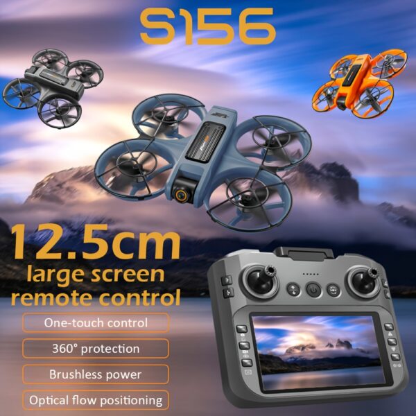 Ulepszony Dron S156 z Silnikiem Bezszczotkowym, Potężny Lot, Pozycjonowanie Optyczne & Ochrona Przed Kolizjami, FPV Quadcopter z Podwójną Kamerą, Tryb Headless, Kontrola Prędkości, LED Nocne Światła, Długi Czas Lotu – Idealny dla Początkujących, Fotografia Aerialna, Wyścigi, Kemping, Prezenty na Urodziny/Swięta – Kompatybilny z Pilotem z Dużym Ekranem, Sprzęt Campingowy, Elegancki Design, Zaawansowana Technologia, dla Miłośników Tech - obrazek 9