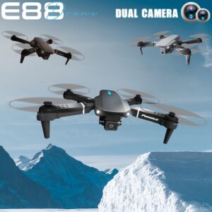 [Prezent Urodzinowy] E88 Czarny Dron z Optycznym Przepływem, Pilot Zdalnego Sterowania, Jednoprzyciskowa Operacja, Start i Lądowanie w Jeden Klik, 360° Rolka Akrobacyjna, Modny i Fajny Wygląd, W Komplecie Trzy Baterie, Duża Autonomia – Idealny Prezent na Urodziny, Dron z Pilotem,Latanie Dronem,Elegancki Design,Stylowy Gadżet,Trwała Konstrukcja,Lekki Dron,Dron dla Początkujących,Dron Sztuczka,Miłośnicy Technologii,Dron dla Hobbystów