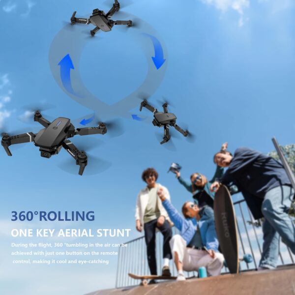 FACEGLE E88 Dron z Podwójną Kamerą i Startem Jednym Przyciskiem, Sterowanie przez Aplikację Wi-Fi, Wideo 480P HD, Czas Lotu 5 Minut, Wysokość 50m, Prędkość 4m/s, Masa Startu 92g, Zasięg Kontroli 50m, Ładowanie przez USB, Idealny dla Początkujących i na Kemping, Dron dla Początkujących, Dron do Campingu, Elegancki Design, Wytrzymała Konstrukcja, Mini Dron - obrazek 4
