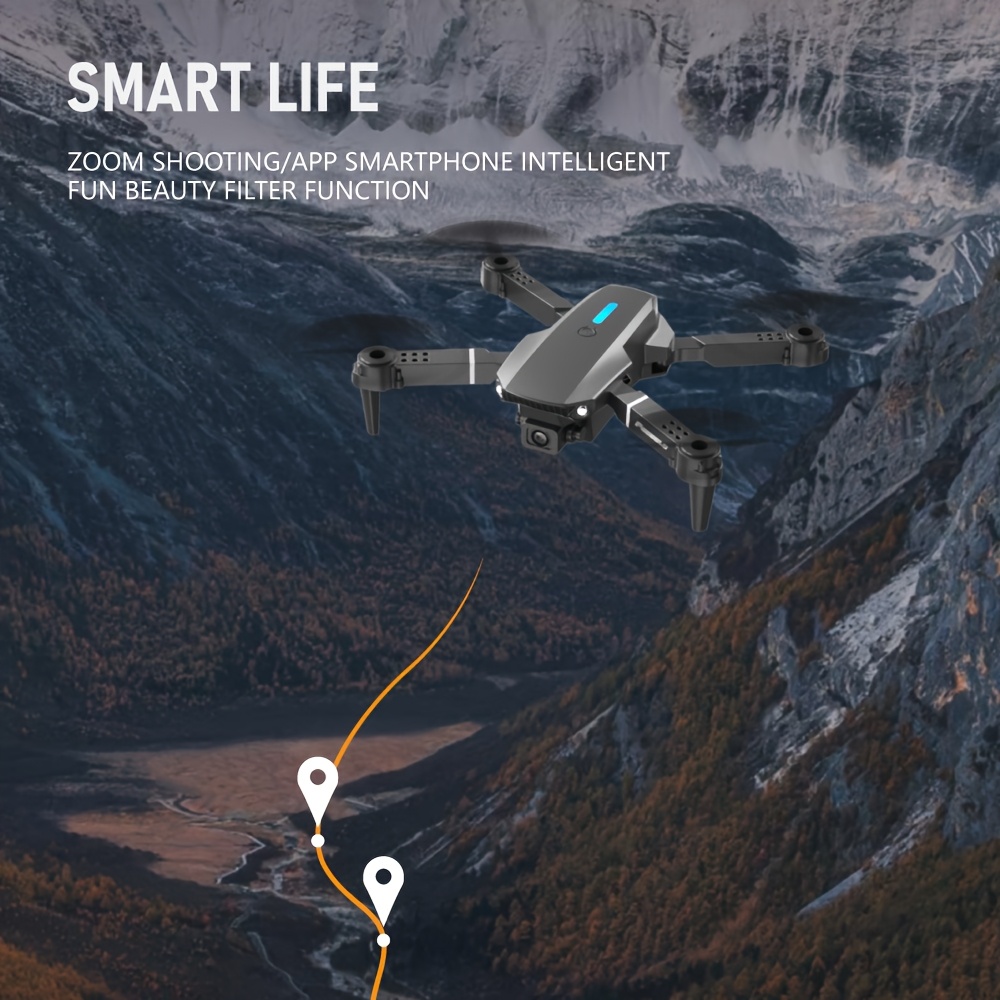 FACEGLE E88 Dron z Podwójnymi Kamerami, Start/Lądowanie Jednym Dotknięciem, Inteligentne Unoszenie się w Powietrzu, Wi-Fi FPV Quadcopter, Długi Czas Lotu, Ładowanie USB, Przyjazny dla Początkujących Dron z Instrukcją, do Fotografii Lotniczej i Vlogowania, Idealne na Prezenty Urodzinowe/Świąteczne (Czarny) - Doskonały dla Młodzieży i Dorosłych, Latający na Zewnątrz, Elegancki Design, Wytrzymała Konstrukcja, Technologii, Mini Dron - obrazek 4