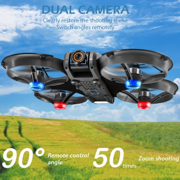 Nowy Dron z em S156, Dron z Podwójną Kamerą i ESC - Możliwość Fotografii z Powietrza, z em o Dużym Ekranie, Ochrona 360° - Bezpieczny i Antykolizyjny, Silnik Bezszczotkowy - Mocna Siła, Optyczne Pływające Zawieszanie - Stabilniejszy Lot, z LED Nocnymi Światłami, Przełączanie Prędkości, Tryb Bezgłowy, Prezent Urodzinowy, Prezent Świąteczny - obrazek 8