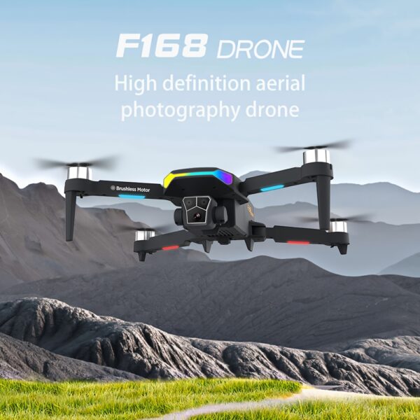Dron z elektrycznie regulowanym obiektywem - D168 dron optykowy, wyposażony w silnik bezszczeniowy mocny napęd, łukowe unikanie przeszkód pozycyjonujące strumienie ślizgają się inteligentne zawiszenie lot 360° otaczaj ładuj USB odprawiaj świat reklamować krajobraz podróży uwolnij nową perspeutywa nieba bardzo nadaje do idealnych prezentów na Boże Narodziny Halloween urodzin dla Mężczyzn Mini Drone Zestaw Gogli Towarzysz Podr - obrazek 12
