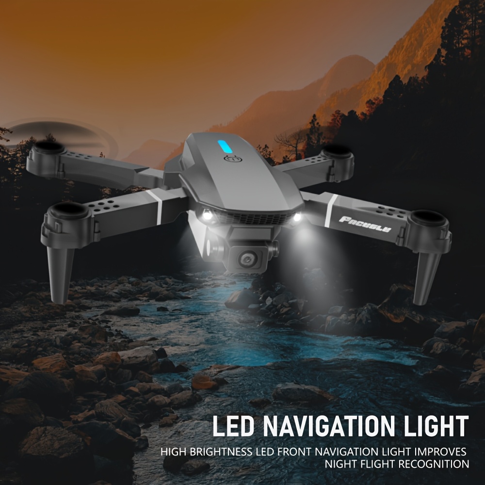 FACEGLE E88 Dron z Podwójnymi Kamerami, Start/Lądowanie Jednym Dotknięciem, Inteligentne Unoszenie się w Powietrzu, Wi-Fi FPV Quadcopter, Długi Czas Lotu, Ładowanie USB, Przyjazny dla Początkujących Dron z Instrukcją, do Fotografii Lotniczej i Vlogowania, Idealne na Prezenty Urodzinowe/Świąteczne (Czarny) - Doskonały dla Młodzieży i Dorosłych, Latający na Zewnątrz, Elegancki Design, Wytrzymała Konstrukcja, Technologii, Mini Dron - obrazek 6