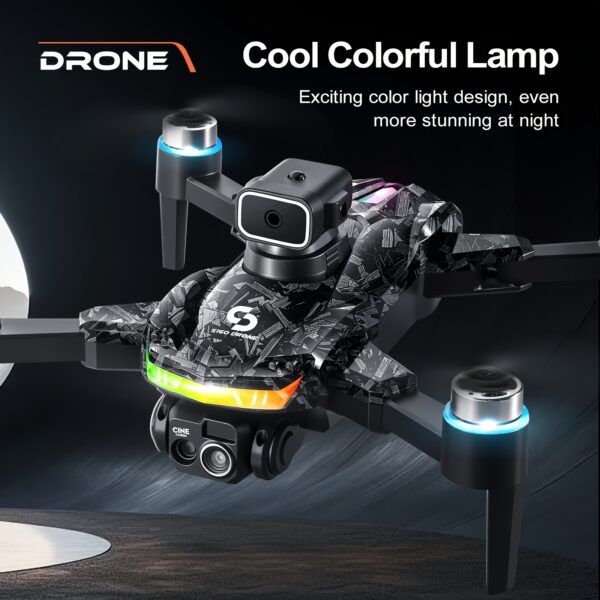 Drone S160 z Silnikiem Bezszczotkowym, Unikanie Przeszkód, Podwójna Kamera EIS & Optyczne Wznoszenie - Składany Quadcopter z em, Długi Czas Lotu, Łatwy w Obsłudze dla Początkujących i Dzieci, Idealny na Prezent Urodzinowy/Podróżniczy (Czarny/Niebieskie Akcenty) - FPV Wyścigi & Aerial Photography, Zewnętrzne Przygody, Elegancki Design, Stabilny Lot, Technologii dla Entuzjastów, Teleskopowa Kontrola, Bateria Polimerowa do Ładowania - obrazek 11