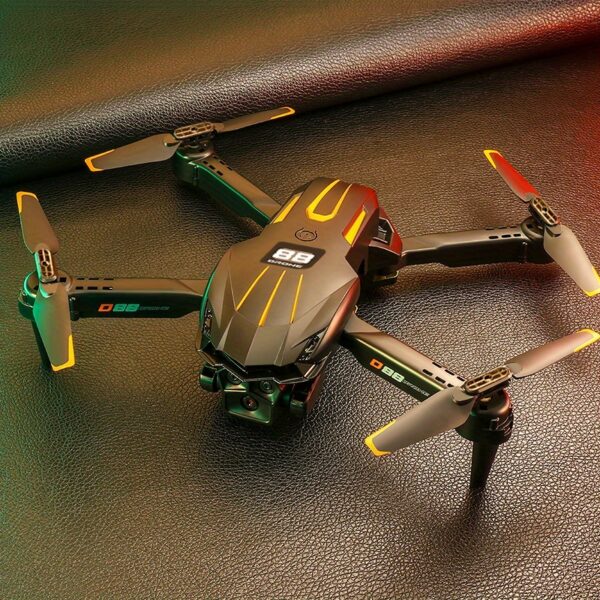 Drone D88 z Podwójnymi Kamerami, Inteligentne Unikanie Przeszkód, Składany z Ochroną Antykolizyjną, GPS-less, Hovering Optical Flow, Ładowanie USB, RC Quadcopter dla Początkujących, Lekki FPV Racing Drone dla Dorosłych i Dzieci, Prezent na Urodziny/Swiatki (Czarny/Pomarańczowy) - Idealny do Fotografii Lotniczej & Wyścigów FPV, Trwała Konstrukcja, Design Elegancki, dla Miłośników Technologii - obrazek 6