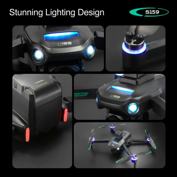 Drone S159 Smart GPS z Podwójnymi Kamerami HD, Optyczny Przepływ, Inteligentne Unikanie Przeszkód, Powrót/Obrot do Punktu Startu Jednym Przyciskiem, Fotografia Lotnicza, Transmisja WIFI w Czasie Rzeczywistym, Tryb Bezorientacyjny, Składany i Przenośny, Dron z Ekranem,Wysokiej Jakości Dron,Dron z pilotem zdalnego sterowania i ekranem,Dron Długodystansowy,Mini Dron,Mini Dron, Latanie Dronem,Kompaktowy Dron,Lekki Dron,Stabilny Lot,Trwała Konstrukcja,Hobbyści Fotografii, - obrazek 9