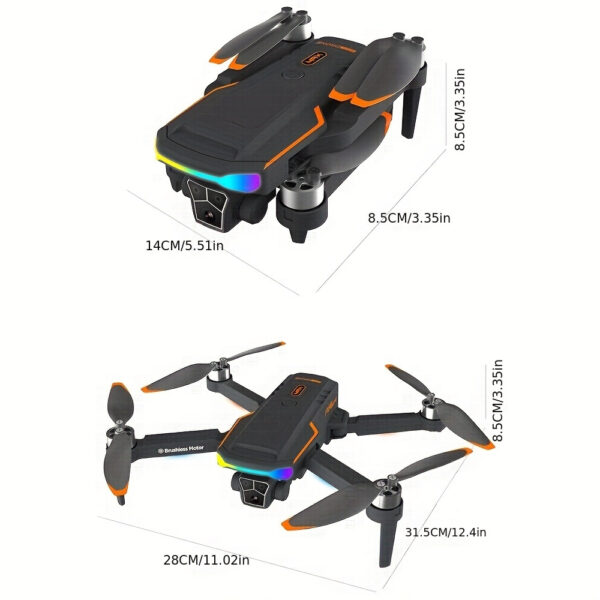 Drone F168 z podwójnymi kamerami, bezszczotkowymi silnikami, inteligentną ominięciem przeszkód 360°, pozycjonowaniem optycznego przepływu, stabilizacją zawisu, trybem bezgłowym, jednopunktowym startem/lądowaniem, składaną kontrolą zdalną, idealny prezent na urodziny dla początkujących i nastolatków - obrazek 2